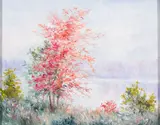 Sylvia Dyer, Along the Androscoggin, Acrylic on panel