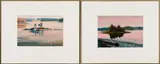 Tom Glover, Two Works: 1] Island in Pink, Oil on paperboard