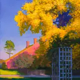 Carol Aronson Shore, Arbor and Fall Golds at Strawbery Banke, Oil on canvas
