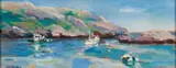 Alice Boynton, Monhegan Harbor, Oil on canvas laid to board