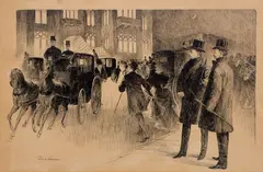 Thomas Robertson, New York at Night, Pen and ink on paperboard, unframed