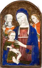 Madonna and Child with Two Saints by Matteo di Giovanni, Tempera on ribbed panel, offered Oct 2024