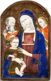 Matteo di Giovanni, Madonna and Child with Two Saints, Tempera on ribbed panel