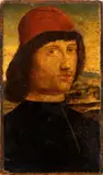 Giovanni Bellini, Portrait of a Young Man with Red Hat, Oli on panel