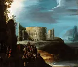 Willem van Nieulandt II, The beheading of a man in front of the Colosseum (The Martyrdom of San Restituto?), Dopo la prima formazione ad Anversa presso Roelant Savery