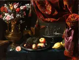 Pier Francesco Cittadini, Still life of flowers, fruits, crystals and brocades, Dopo l'apprendistato milanese nella bottega di Daniele Crespi