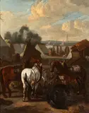 Military camp by Pieter van Bloemen Lo Stendardo, Oil on canvas, offered Oct 2024