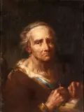 Giuseppe Nogari, Portrait of an old woman sewing, The painting bears an old relining possibly dating to the first half of the