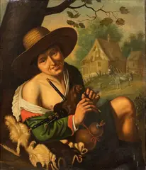 Bagpipe player by Giacomo Francesco Cipper Todeschini, Oil on canvas, offered Oct 2024