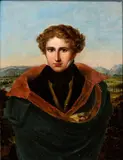 Franciszick Pfnahuser, Self-portrait with the hills of Florence in the background, The painting bears the signature at lower left: "F. PFNAHUSER". The painting bears an inscription on the back