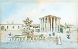 Adelchi De Grossi, The Temple of Ercole Vincitore at the Foro Boario, The watercolour bears the signature at lower right: '"A. DE GROSSI".