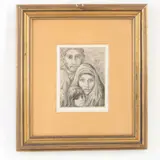 Carlo Levi, The family, multiple on paper, in frame
