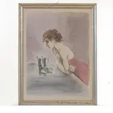 Alberto Sughi, Woman having coffee,, multiple on hand-colored paper