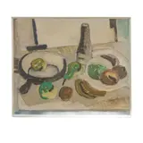 Amedeo Ruggiero, Still life with fruit and pottery, framed