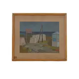 Renzo Collura, "Lonely Shore", in frame. Painting exhibited at the exhibition "Prestipino Salleo Collura" Palermo