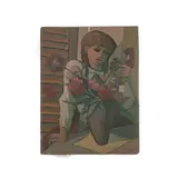 Giuseppe Pippi, Little girl and flowers, oil painting on wood