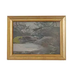 Landscape by Aldo Turchiaro, in a golden frame, offered Sep 2024