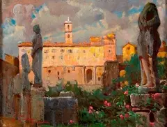 Edoardo Tani, View with the Capitoline Hill, 1930, Signature and location bottom left: E. Tani