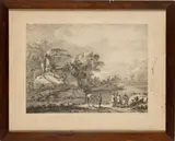 Jean-Jacques de Boissieu, Landscape with rescue from the water, 1797, etching