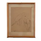 Pericle Fazzini, Pair of birds of prey, ink drawing on paper