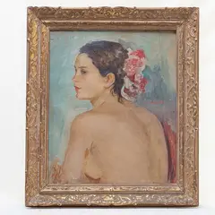 Cesare Monti, Nude of a woman, framed