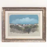 View of the town by Enotrio Pugliese, framed, offered Sep 2024
