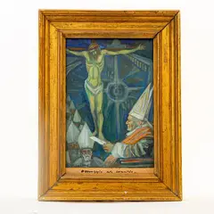 "Homage to the Council" by Saro Mirabella, framed, offered Sep 2024