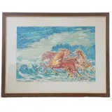 Galloping horses, multiple on paper by Aligi Sassu, framed, offered Sep 2024
