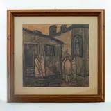 Orazio Toschi, Glimpse of countryside, 1960, in frame.