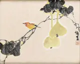 Li Xinsheng, Bird on a branch, Ink and colors on paper