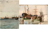 Scipione Vannutelli, Lots of two seascape with boats, Oil on board