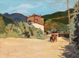 Country landscape with cart by Carlo Domenici, offered Jun 2024