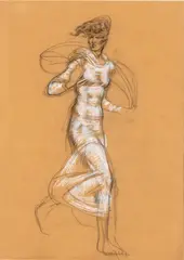 Arturo Dazzi, Running girl, Mixed media on paper