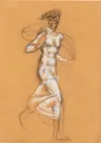 Arturo Dazzi, Running girl, Mixed media on paper