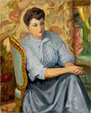 Nino Bertoletti, Seated woman in a blue dress