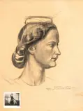Ottavio Steffenini, Female profile, 1942, Study for a following painting