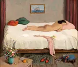 Arturo Avigdor, Female nude lying on the bed, 1948