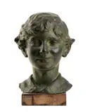 Michele Guerrisi, Young boy portrait, Engraved signature: Guerrisi