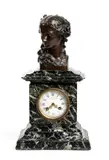 Victor Paillard, French bronze and marble mantel clock, alps green marble base