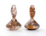 (attribuito a) Émile Gallé, A pair of Soli Fleur glass vases, small Soli Fleur vases in pink glass doubled in yellow
