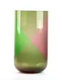 Tapio Wirkkala per Venini, "Korean" glass vase, with thin partial overlays in pink and green