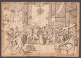 Pier Leone Ghezzi, Operazione cefalica, Black ink on laid paper with watermark.