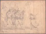 Bartolomeo Pinelli, "Brigands warned of coming force", Pencil on laid paper