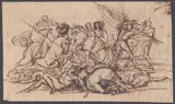 Vincenzo Brioschi, Battle scene, Brown ink on laid paper with watermark