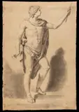 Pietro Fancelli, Study for a male figure, Black and white chalk on thin laid paper with watermark (initials P Z).