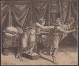 Marcantonio Raimondi, Joseph and Putiphar's wife, Engraving