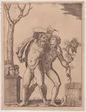 Marcantonio Raimondi, Young and Old Bacchant, after Raphael. Engraving