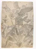 Nicolas Beatrizet, Saint Michael defeats Satan, after Raphael. Engraving
