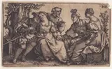 Hans Sebald Beham, The two couples and the fool, Engraving