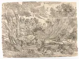 Nicolò Boldrini, Saint Jerome in the desert, by Titian. Woodcut